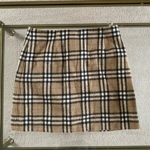 Tan Plaid Mini Skirt
